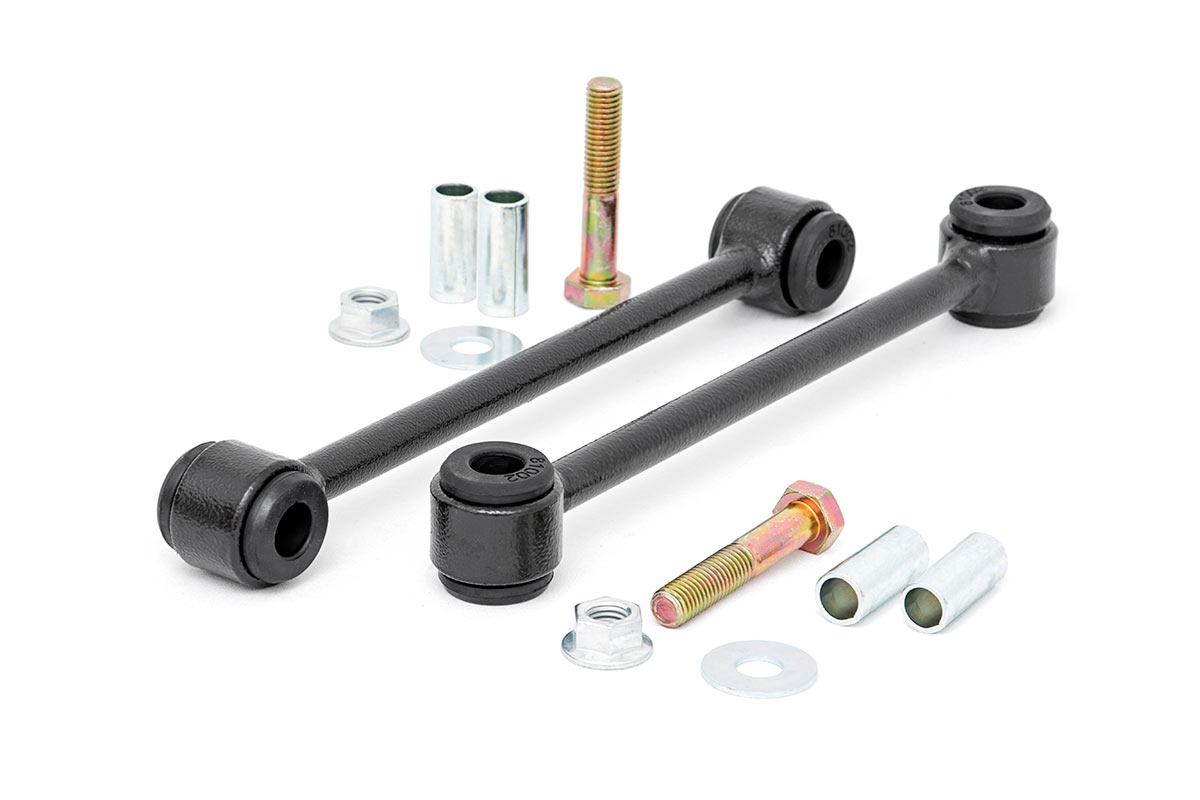 Jeep Wrangler Sway Bar Links - Front - Rough Country - Heavy-Duty - Black - '87-'95